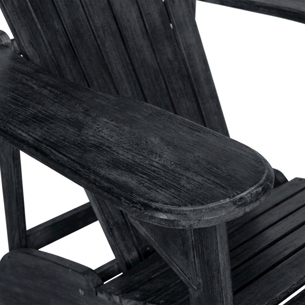 Dark Slate Grey Acacia Adirondack Chair with Galvanized Steel Hardware. Picture 5