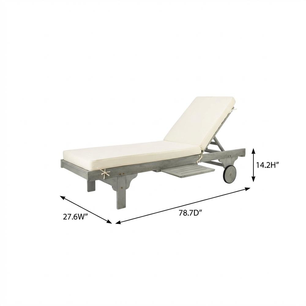 Modern Grey Outdoor Lounge Chair With Side Table And Foam Cushion. Picture 7