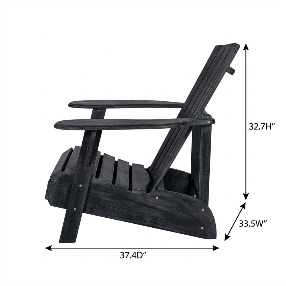 Dark Slate Grey Acacia Adirondack Chair with Galvanized Steel Hardware. Picture 7