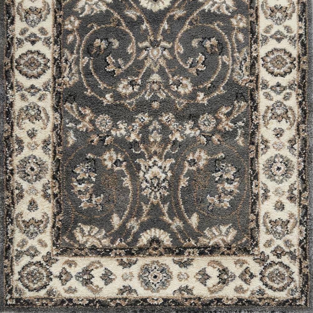 Grey / Cream Area Rug with Power Loomed Jute Backing, 2'-3" x 8' style. Picture 5