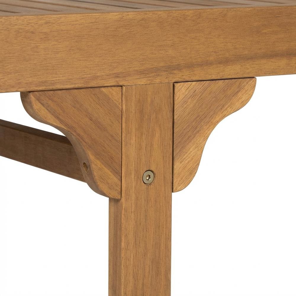 Outdoor Lounge Chair with Side Table in Natural Eucalyptus Wood Finish. Picture 5