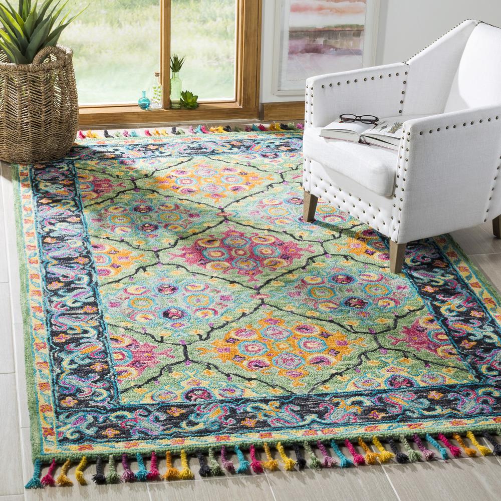 ASPEN, LIGHT GREEN / BLACK, 8' X 10', Area Rug. Picture 1