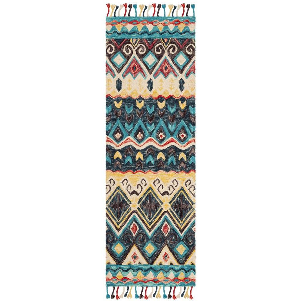 ASPEN, BLUE / RED, 2'-3" X 9', Area Rug, APN137A-29. Picture 1