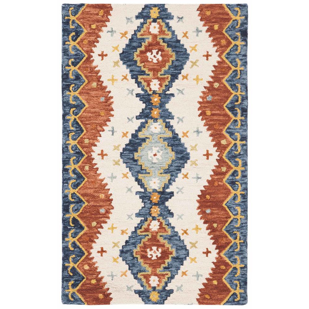 ASPEN, IVORY / BLUE, 5' X 8', Area Rug, APN401A-5. Picture 1