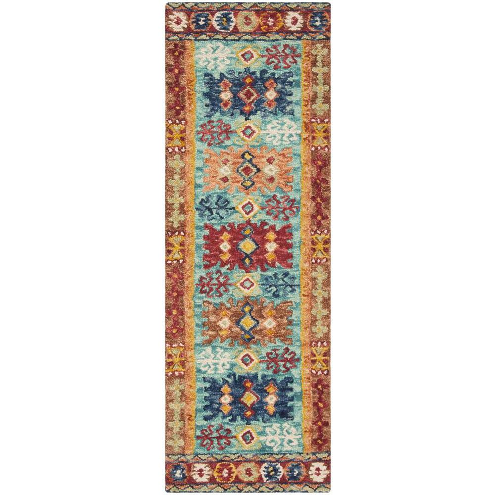 ASPEN, BLUE / RED, 2'-3" X 9', Area Rug, APN503A-29. Picture 1