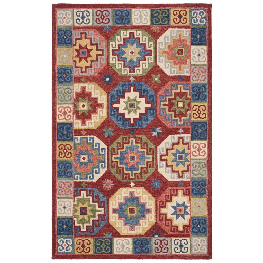 ASPEN, RED / BLUE, 5' X 8', Area Rug, APN802Q-5. Picture 1