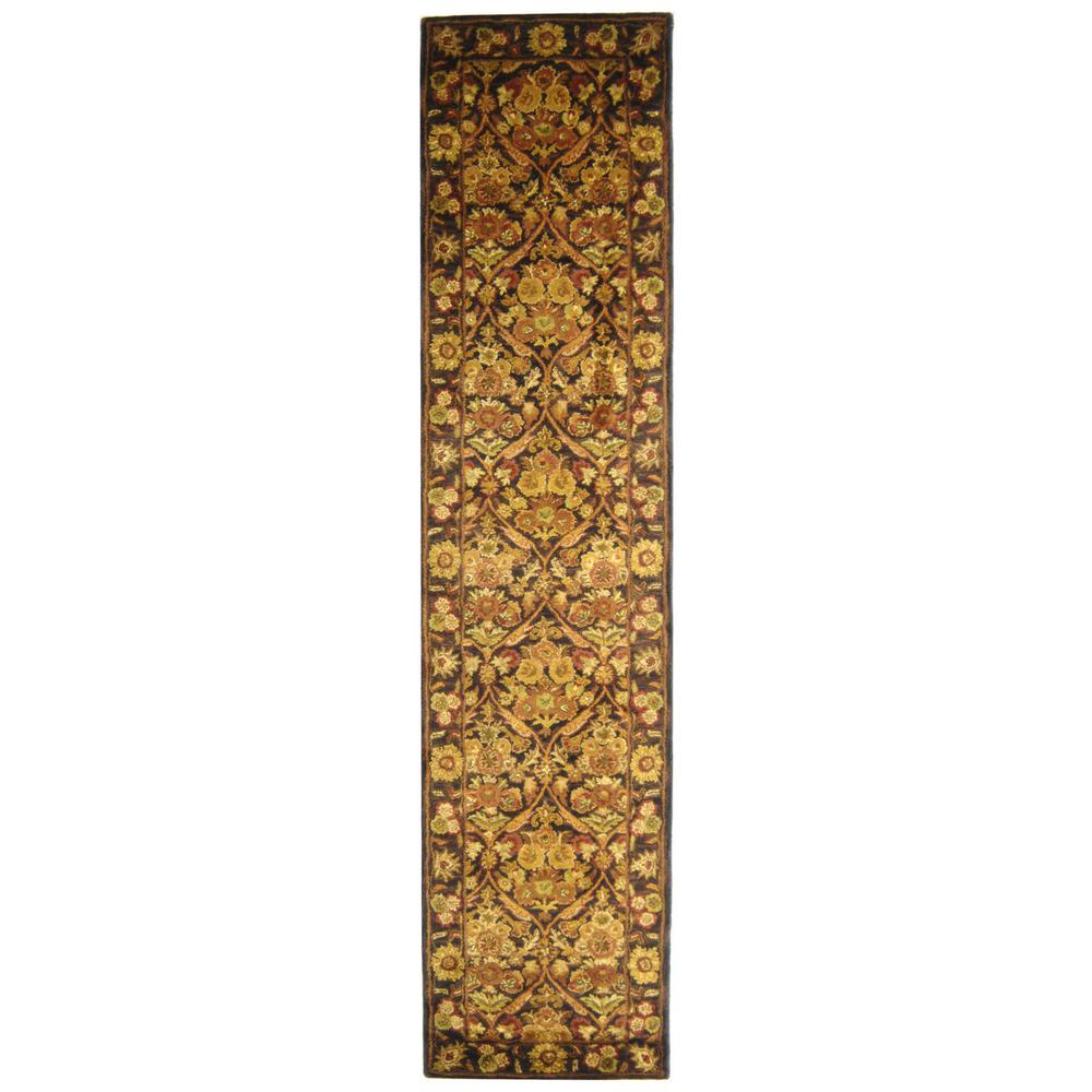 ANTIQUITY, DARK PLUM / GOLD, 2'-3" X 8', Area Rug. Picture 1
