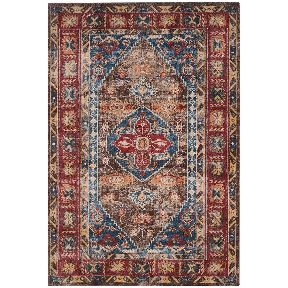 BIJAR, BROWN / ROYAL, 6'-7" X 9', Area Rug. Picture 1