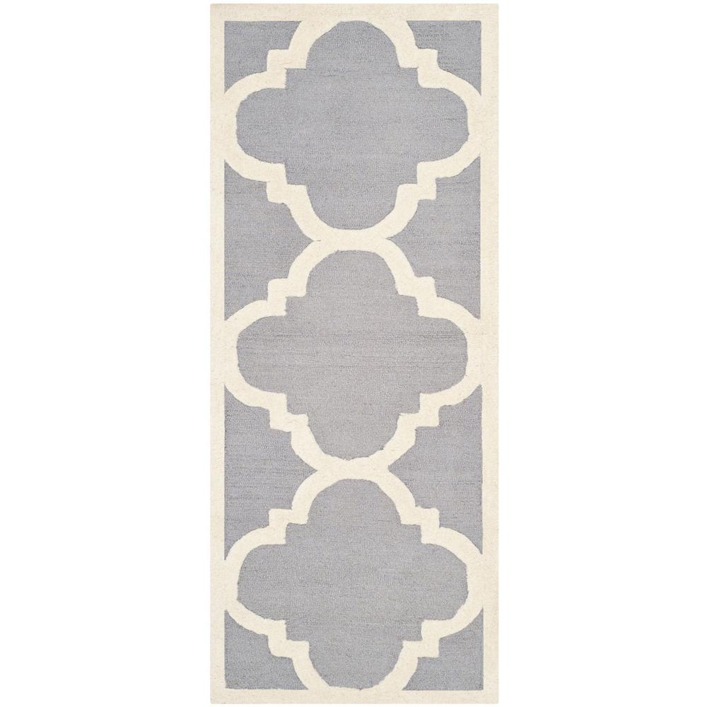 CAMBRIDGE, SILVER / IVORY, 2'-6" X 16', Area Rug, CAM140D-216. Picture 1