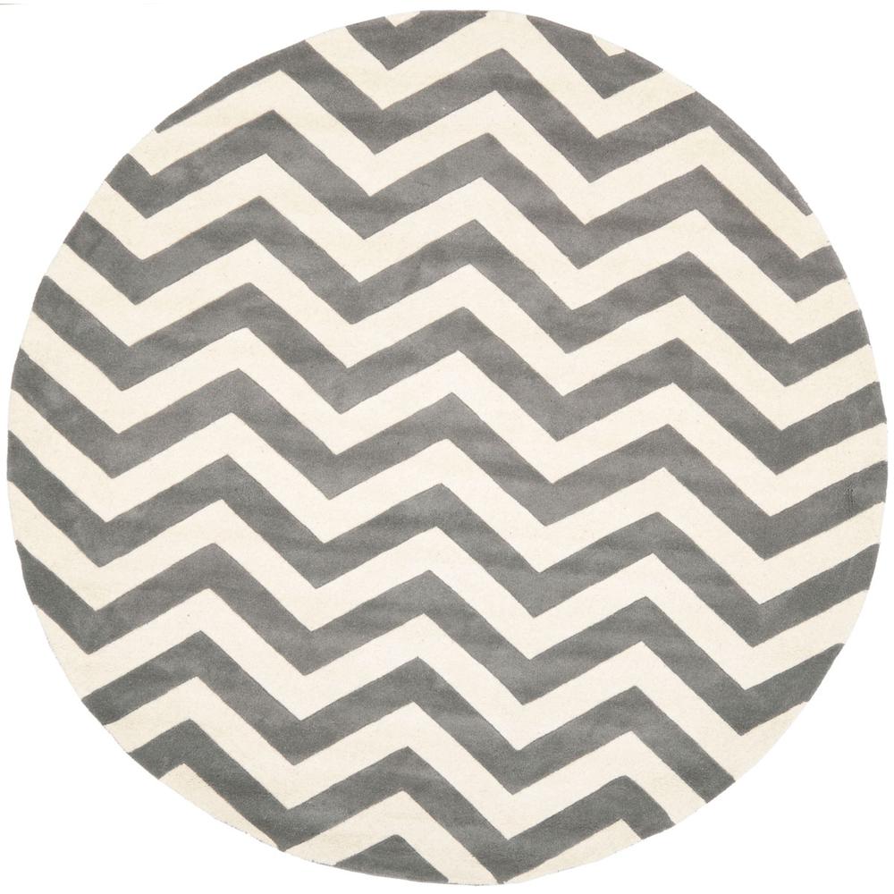 CHATHAM, DARK GREY / IVORY, 9' X 9' Round, Area Rug, CHT715D-9R. Picture 1