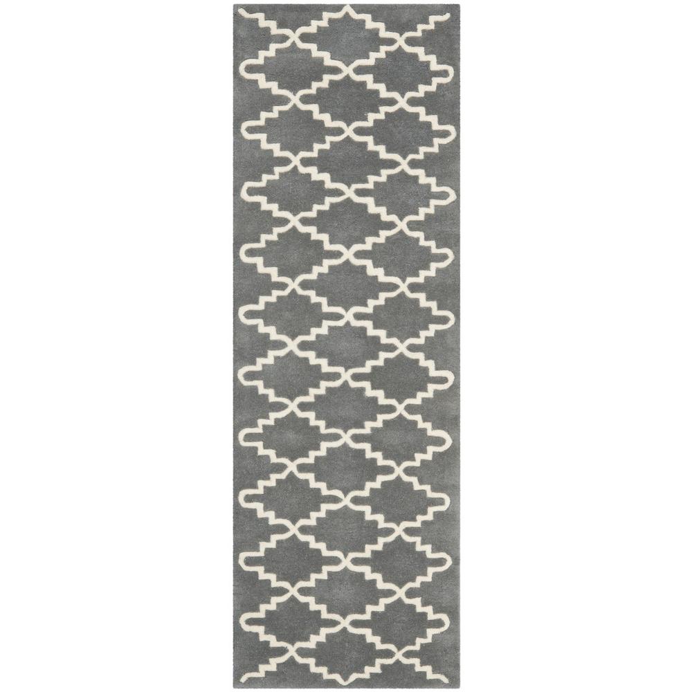 CHATHAM, DARK GREY / IVORY, 2'-3" X 9', Area Rug, CHT721D-29. Picture 1