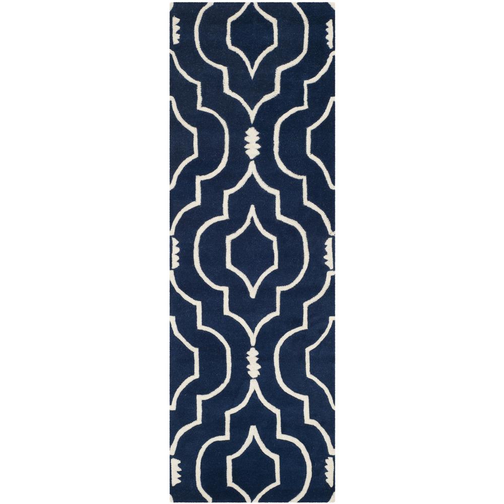 CHATHAM, DARK BLUE / IVORY, 2'-3" X 9', Area Rug, CHT736C-29. Picture 1