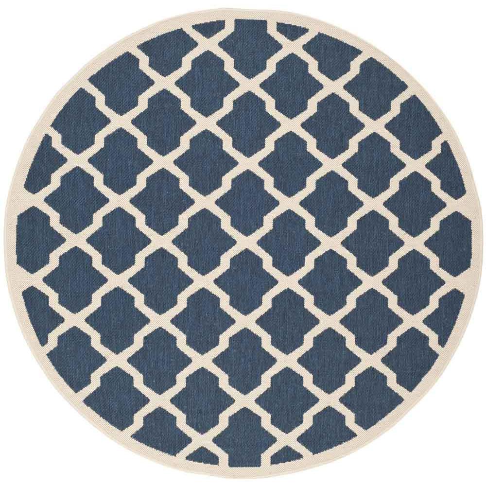 COURTYARD, NAVY / BEIGE, 7'-10" X 7'-10" Round, Area Rug, CY6903-268-8R. Picture 1