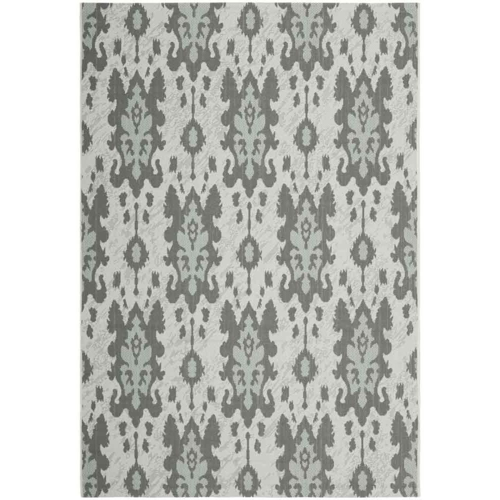 COURTYARD, LTGY ANTHRACITE / AQUA WEFT, 5'-3" X 7'-7", Area Rug. Picture 1