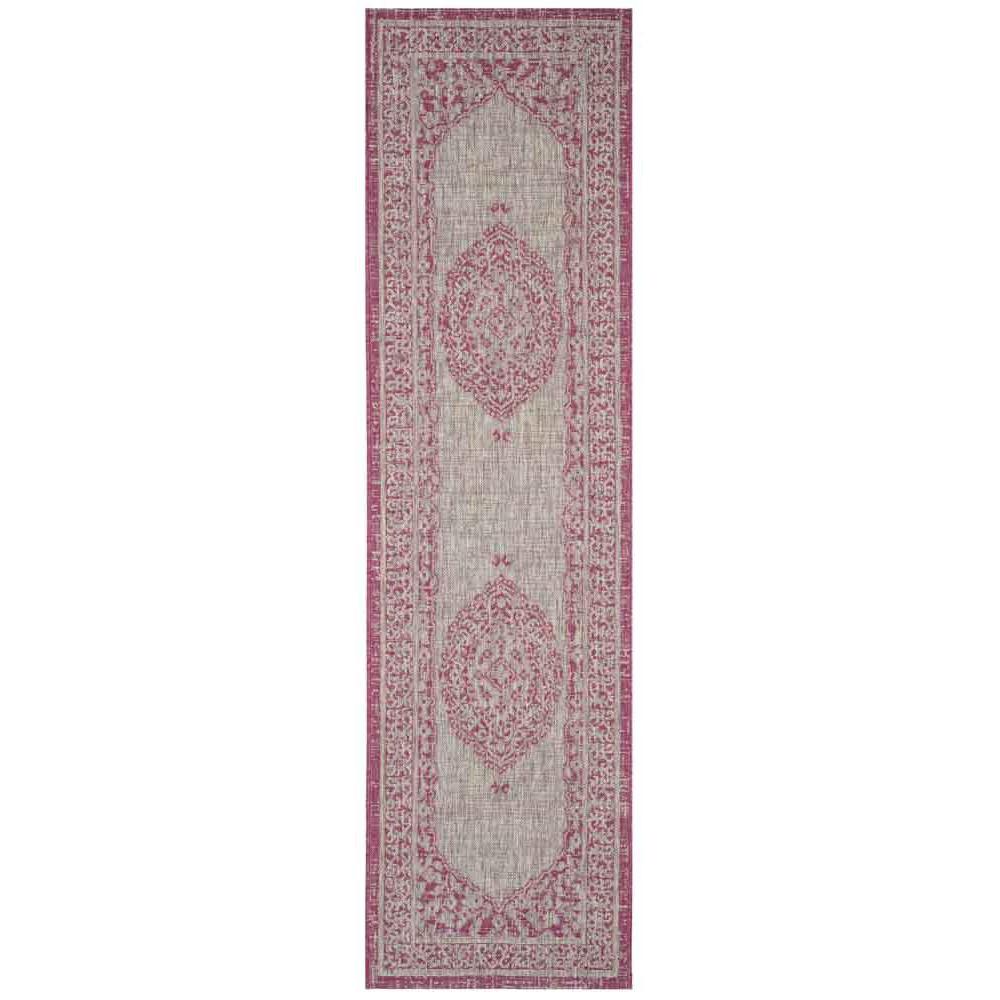 COURTYARD, LIGHT GREY / FUCHSIA, 2'-3" X 8', Area Rug, CY8751-39712-28. Picture 1