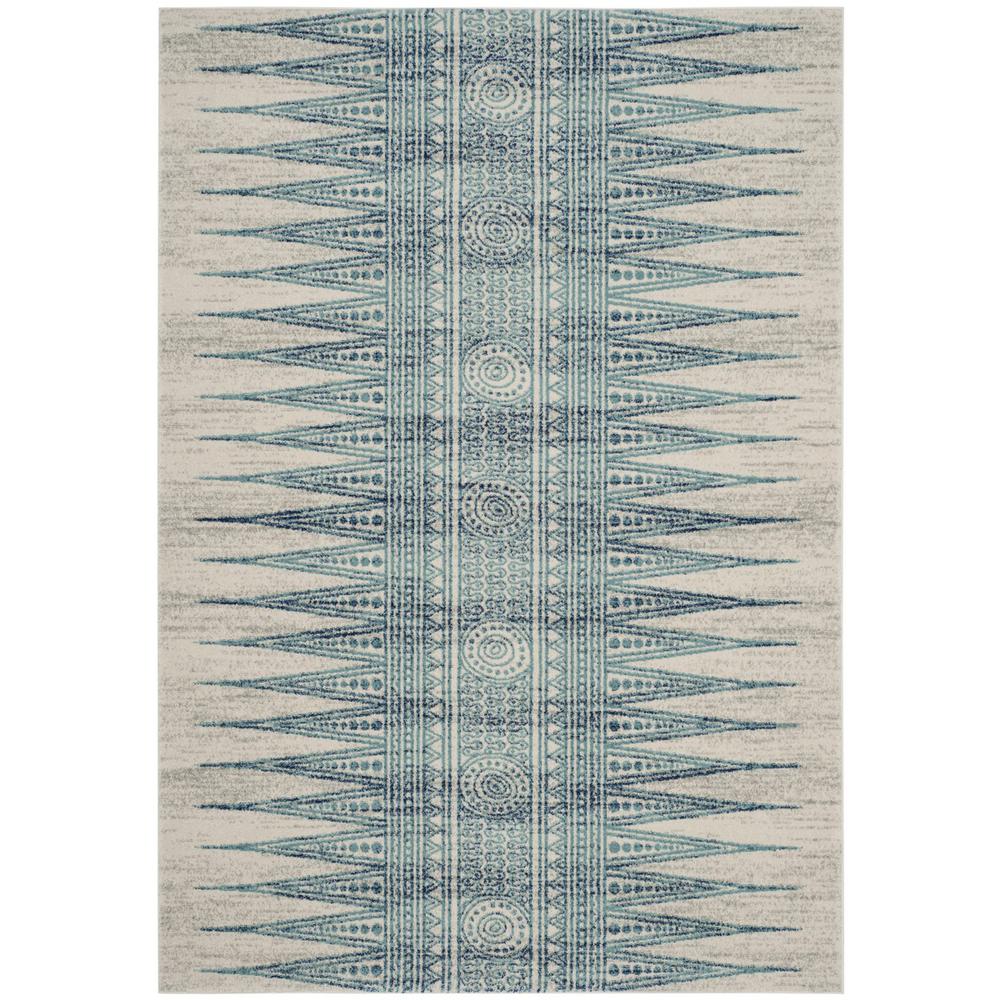 EVOKE, IVORY / TURQUOISE, 6'-7" X 6'-7" Square, Area Rug. Picture 1