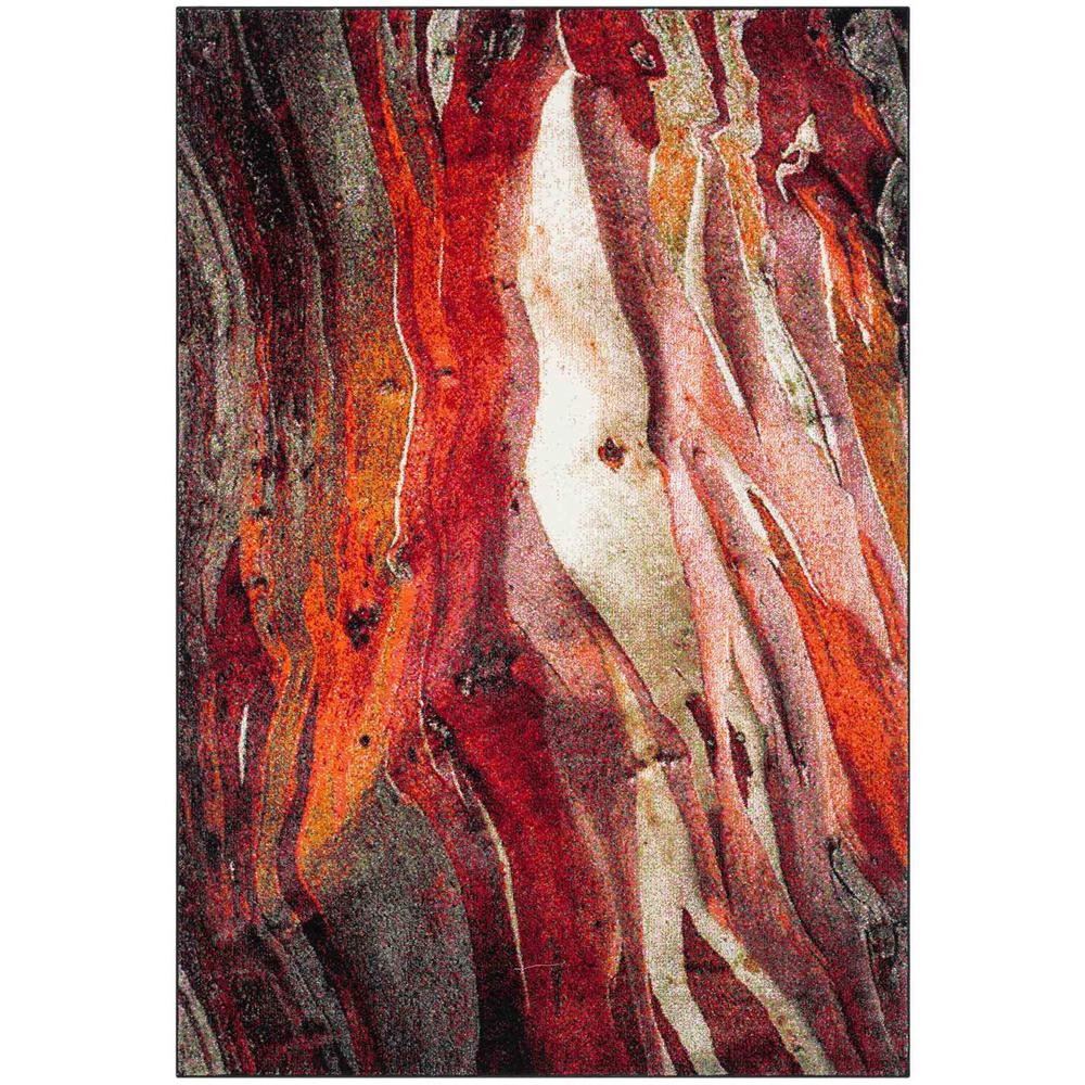 GLACIER, RED / MULTI, 6'-7" X 9', Area Rug. Picture 1