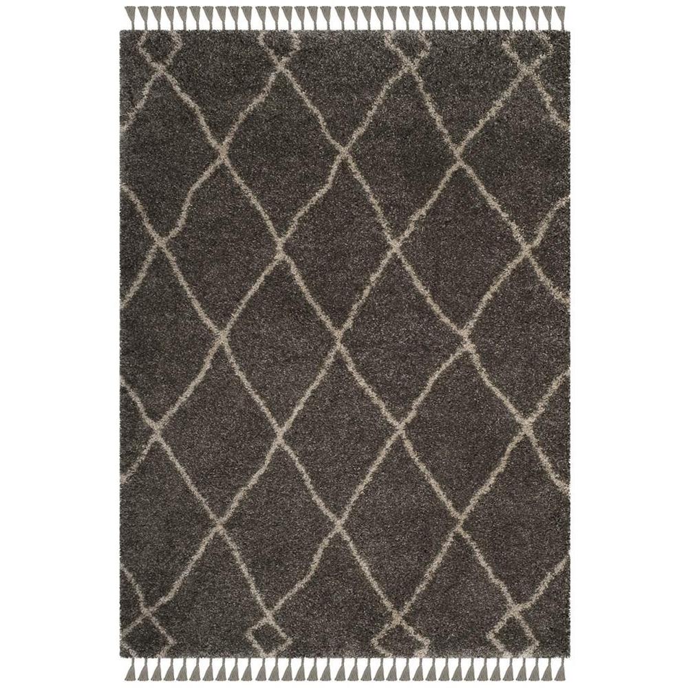 MOROCCAN FRINGE SHAG 200, GREY/CREAM, 6'-7" Square, Area Rug, MFG241A-7SQ. Picture 1