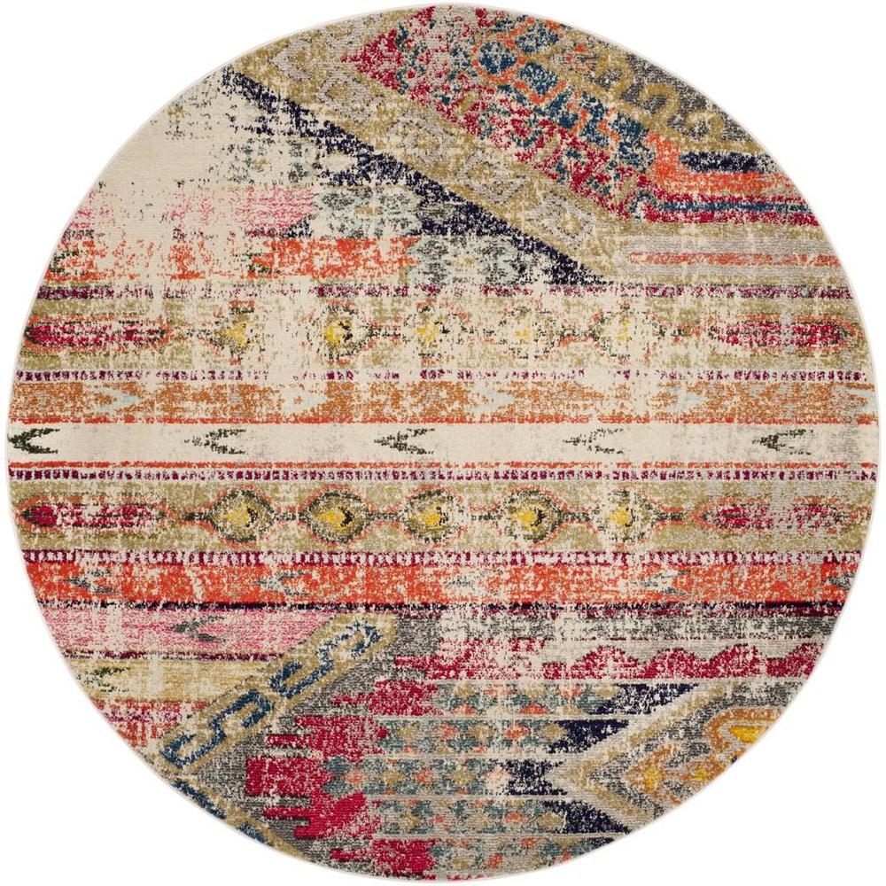MONACO, LIGHT GREY / MULTI, 9' X 9' Round, Area Rug. Picture 1