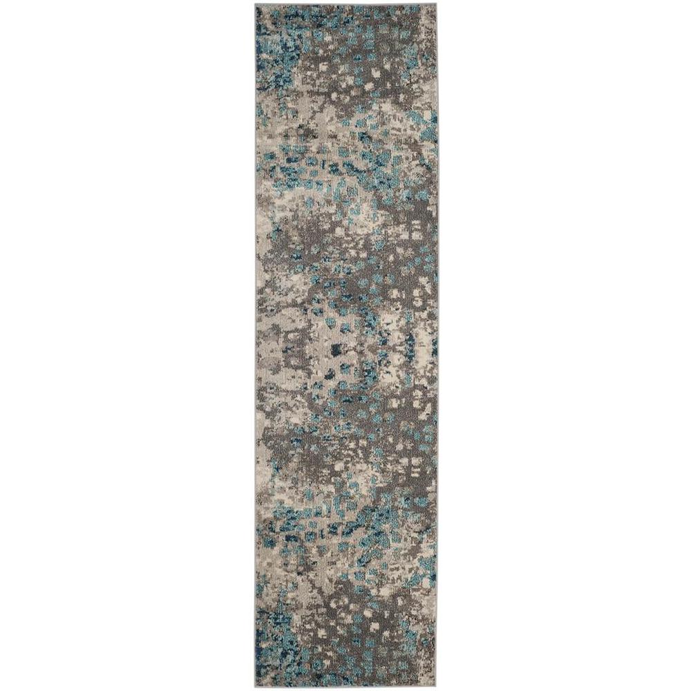 MONACO, GREY / LIGHT BLUE, 2'-2" X 8', Area Rug. Picture 1