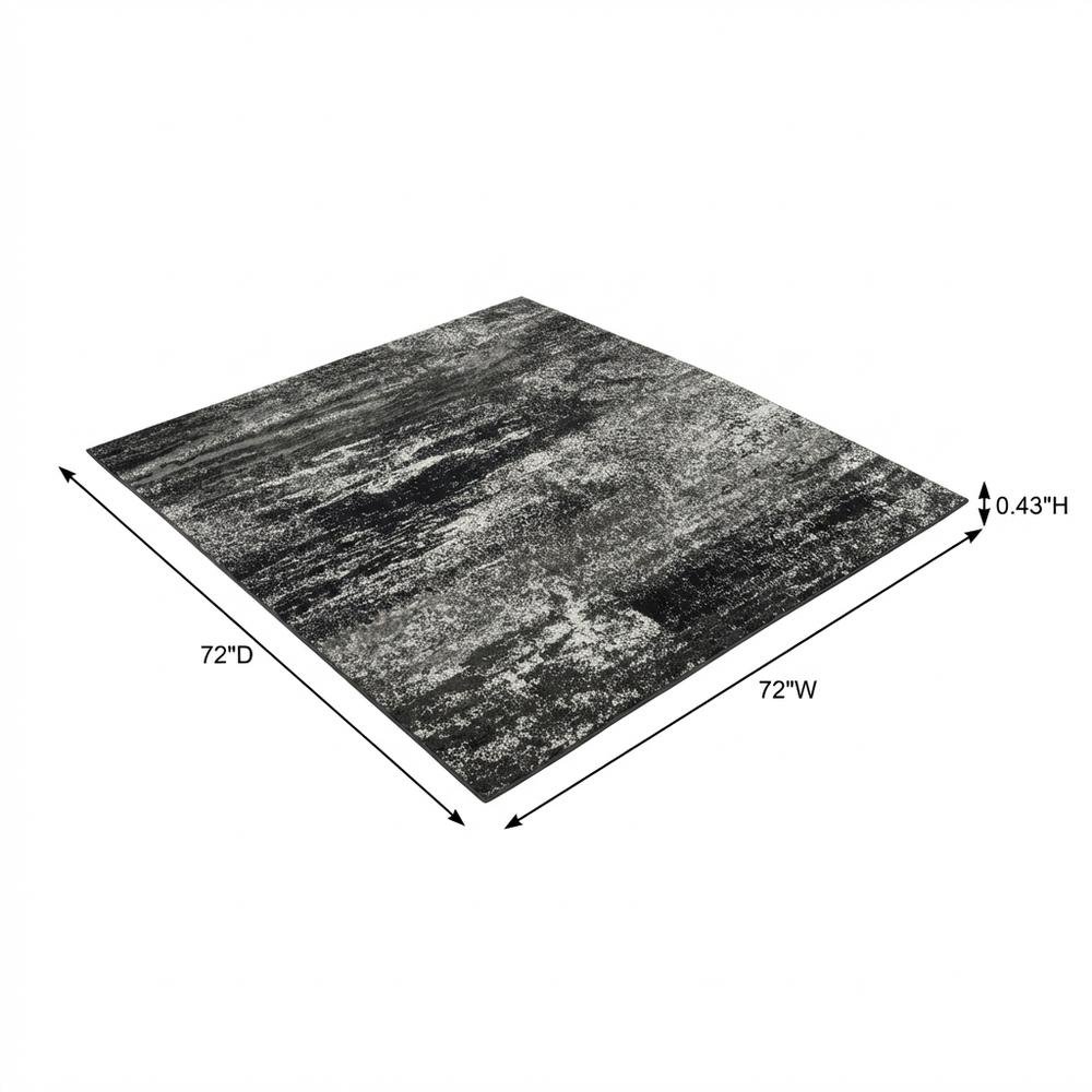 Silver / Black Area Rug with Power Loomed Polypropylene Pile, Square Shape. Picture 7