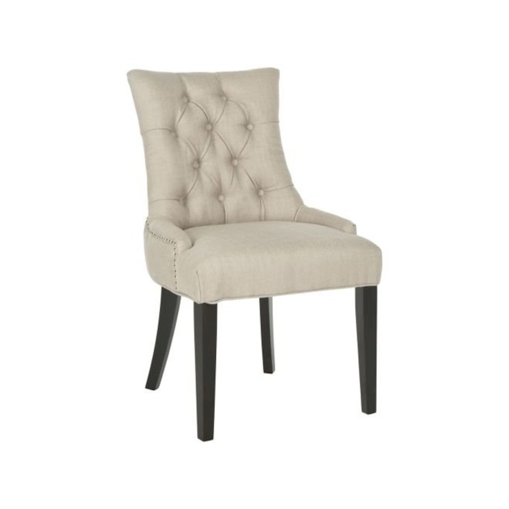ABBY 19''H TUFTED SIDE CHAIRS (SET OF 2) - BRASS NAIL HEADS. Picture 9