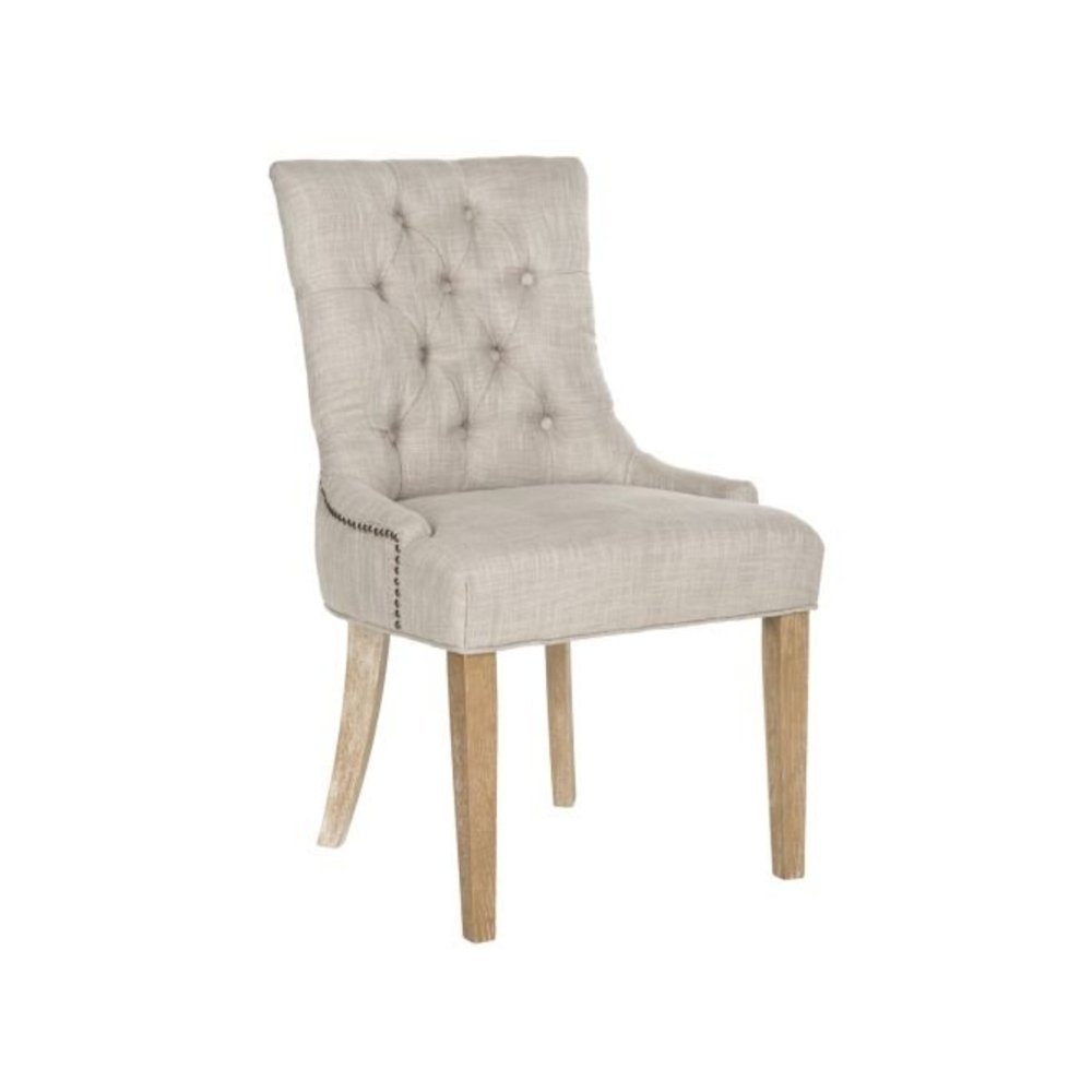 ABBY 19''H TUFTED SIDE CHAIRS (SET OF 2) - BRASS NAIL HEADS. Picture 5
