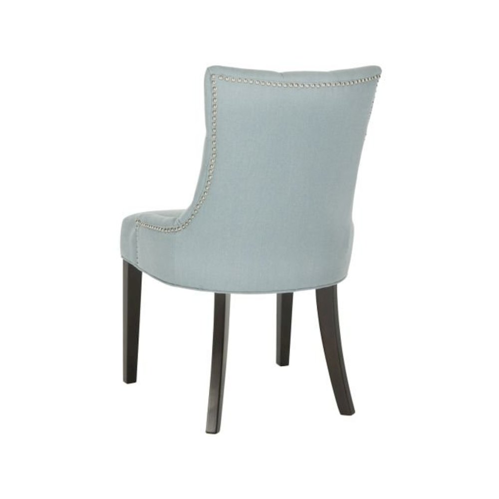 ABBY 19''H TUFTED SIDE CHAIRS (SET OF 2) - BRASS NAIL HEADS. Picture 8
