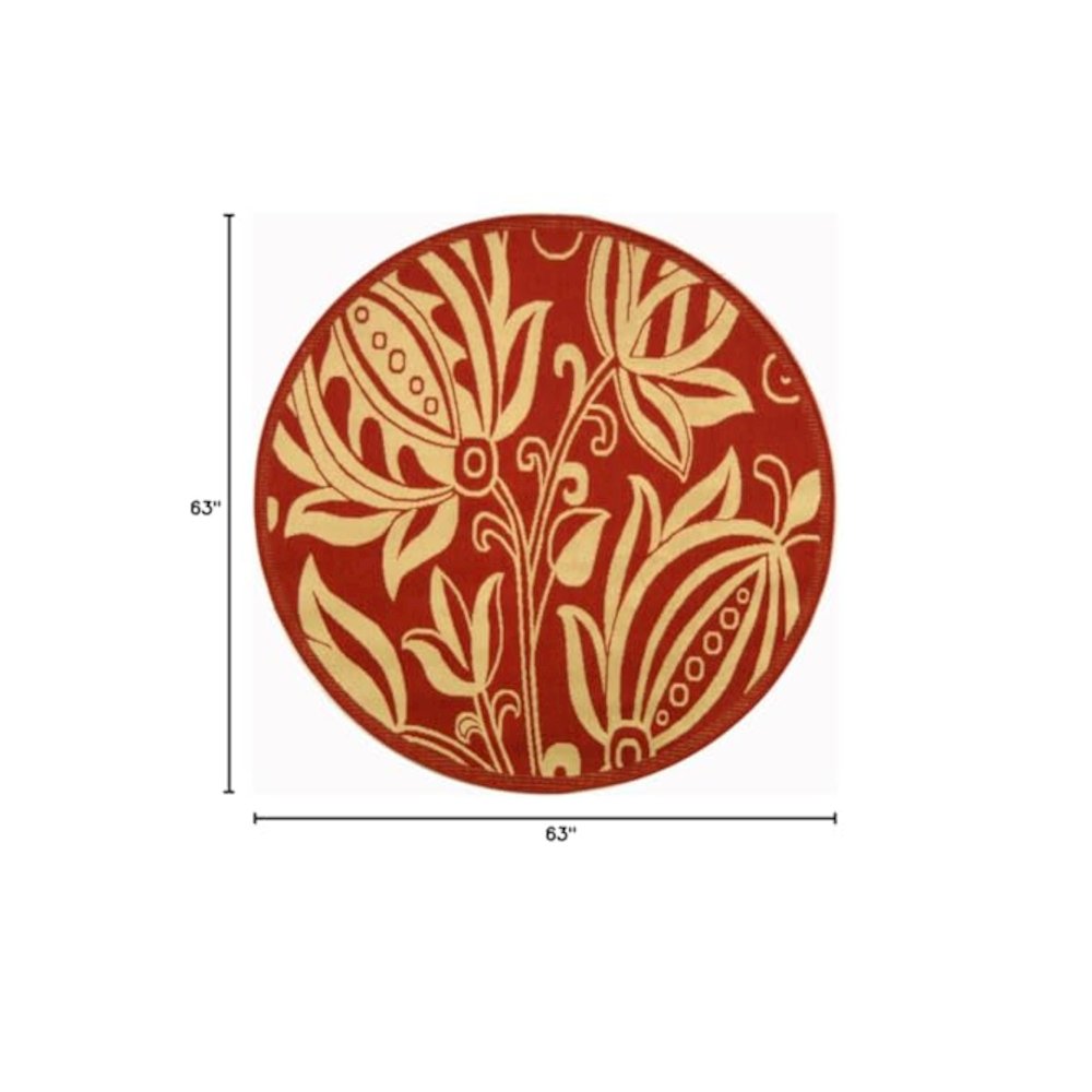 COURTYARD, RED / NATURAL, 5'-3" X 5'-3" Round, Area Rug, CY2961-3707-5R. Picture 3