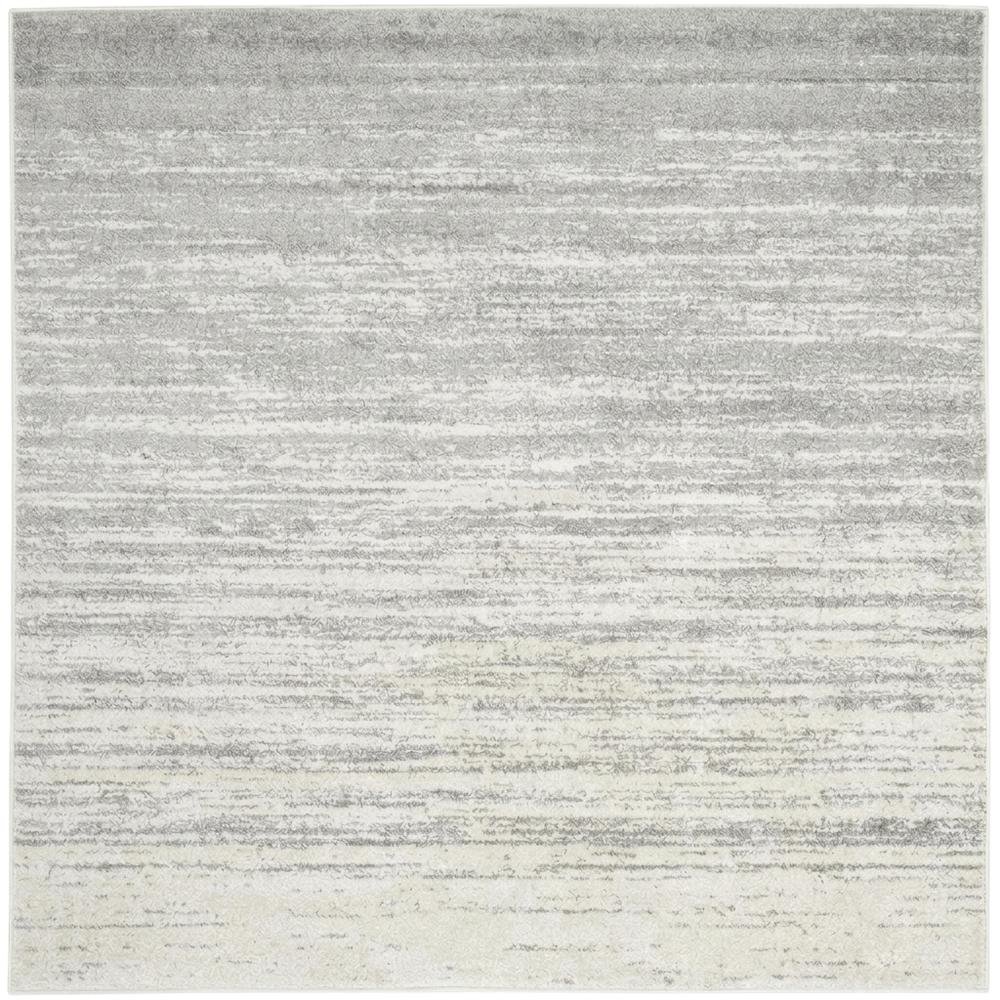 Ivory and Silver Square Area Rug with Power Loomed Polypropylene Pile. Picture 4