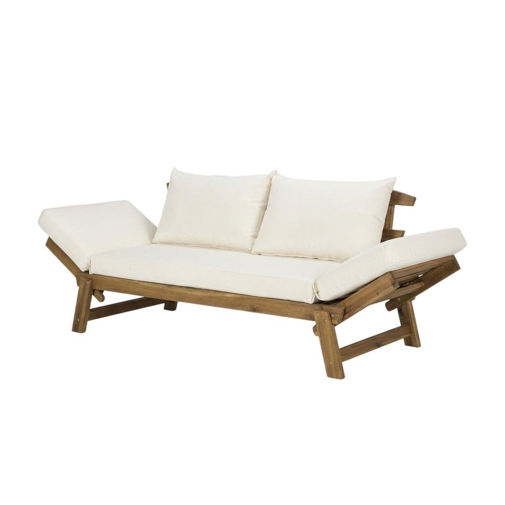 Outdoor Daybed With Acacia Wood Frame And Polyester Cushion For Relaxing. Picture 1