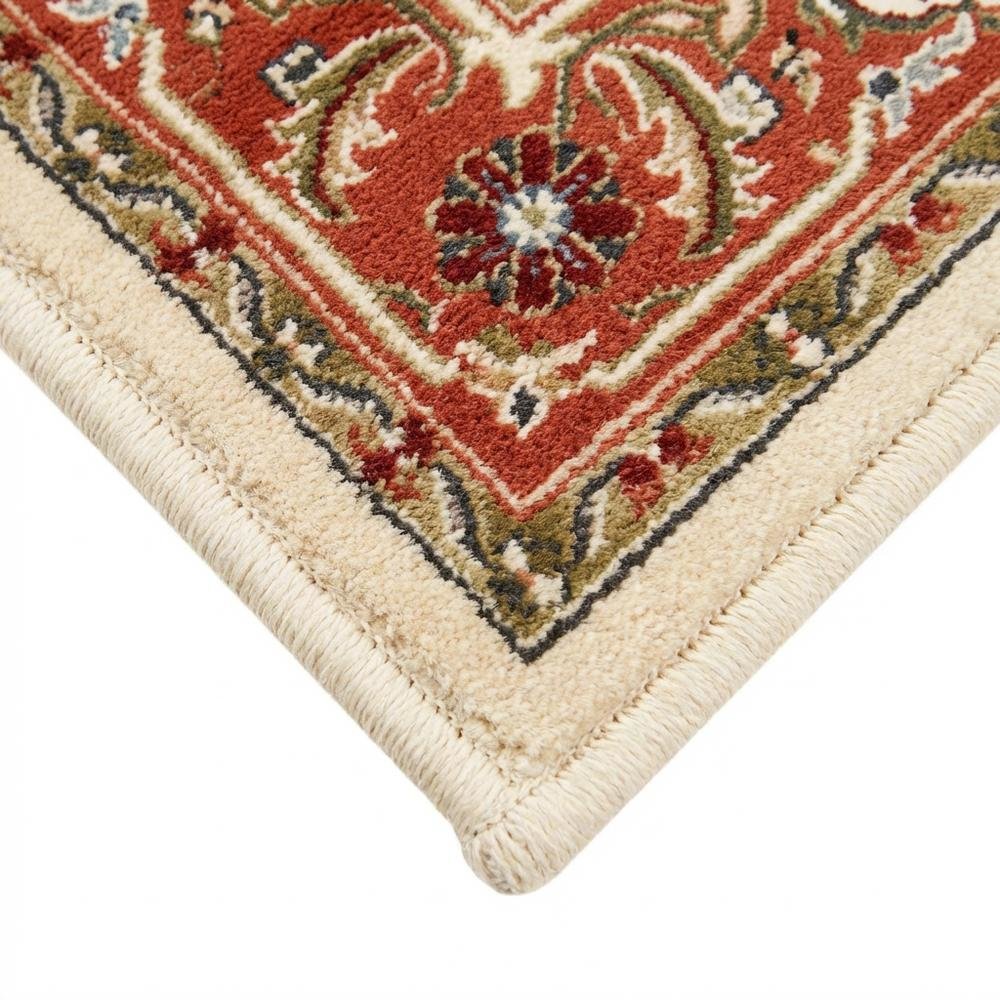 Ivory and Rust Area Rug with Power Loomed Polypropylene Pile and Jute Backing. Picture 6