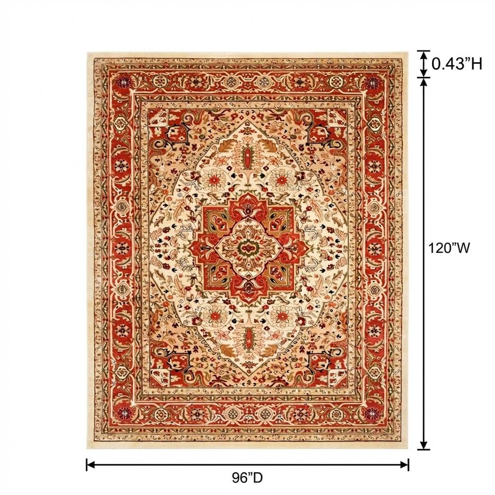 Ivory and Rust Area Rug with Power Loomed Polypropylene Pile and Jute Backing. Picture 7