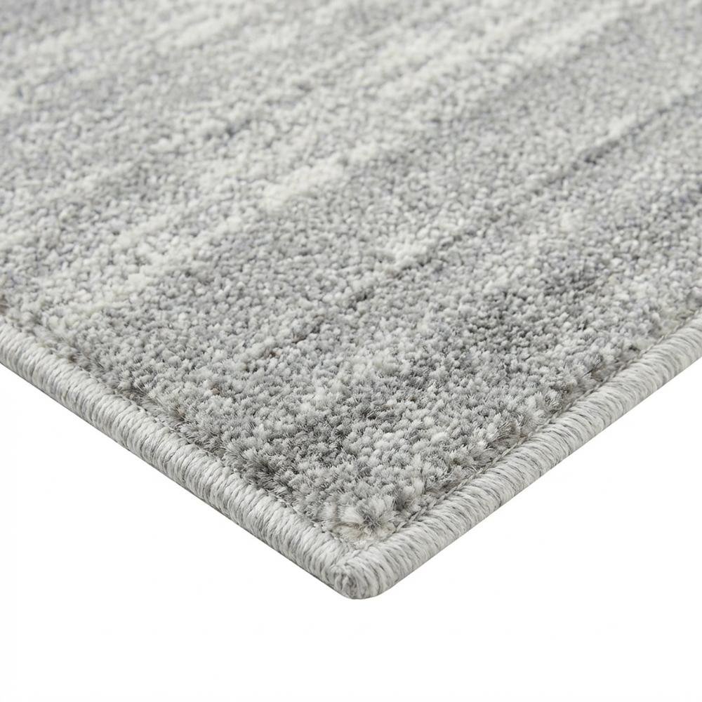 Ivory and Silver Square Area Rug with Power Loomed Polypropylene Pile. Picture 6