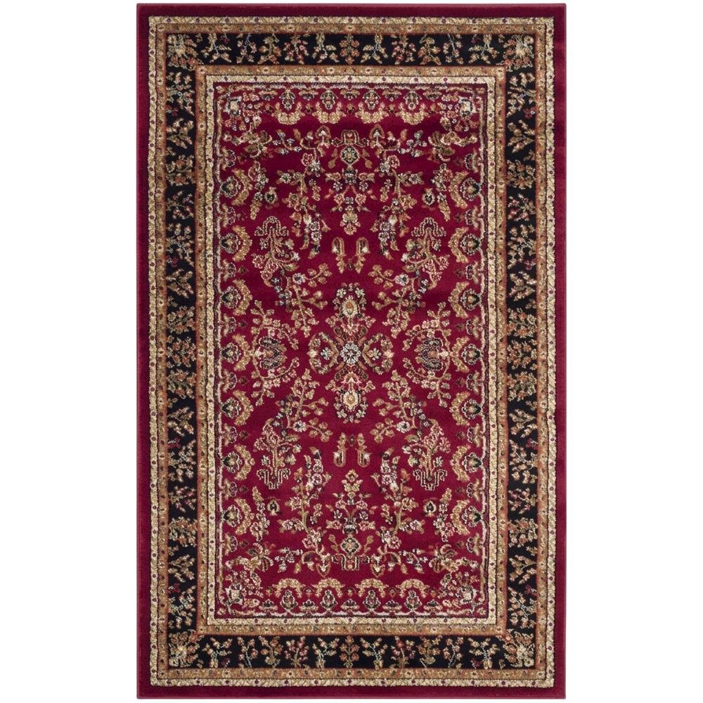 Red and Black Area Rug with Power Loomed Construction and Jute Backing. Picture 4