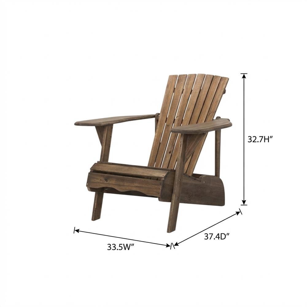 Rustic Brown Acacia Adirondack Chair With Galvanized Steel Hardware. Picture 7