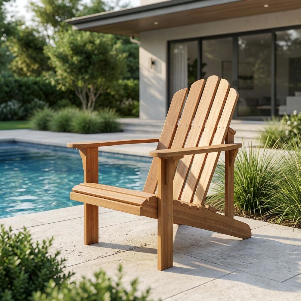 Eucalyptus Adirondack Chair in Finish with Galvanized Steel Hardware. Picture 3