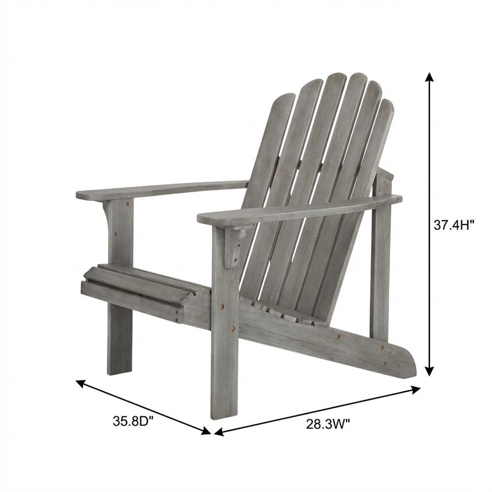 Stylish Grey Wash Eucalyptus Adirondack Chair For Outdoor Comfort. Picture 7