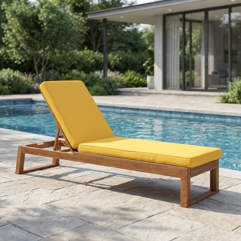 Outdoor Sunlounger With Silver Galvanized Steel Frame And Foam Cushion. Picture 3