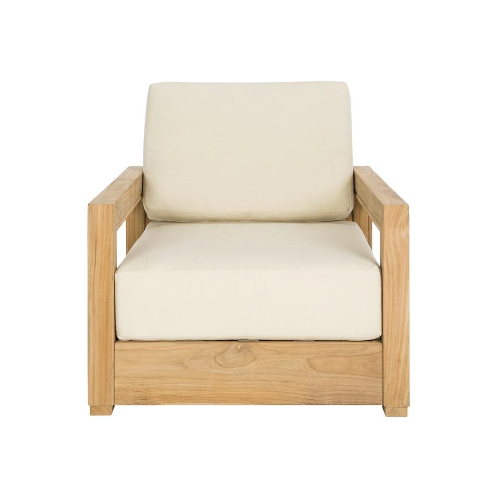 Brazilian Teak Wood Armchair in Finish with Cushioned Seating. Picture 4