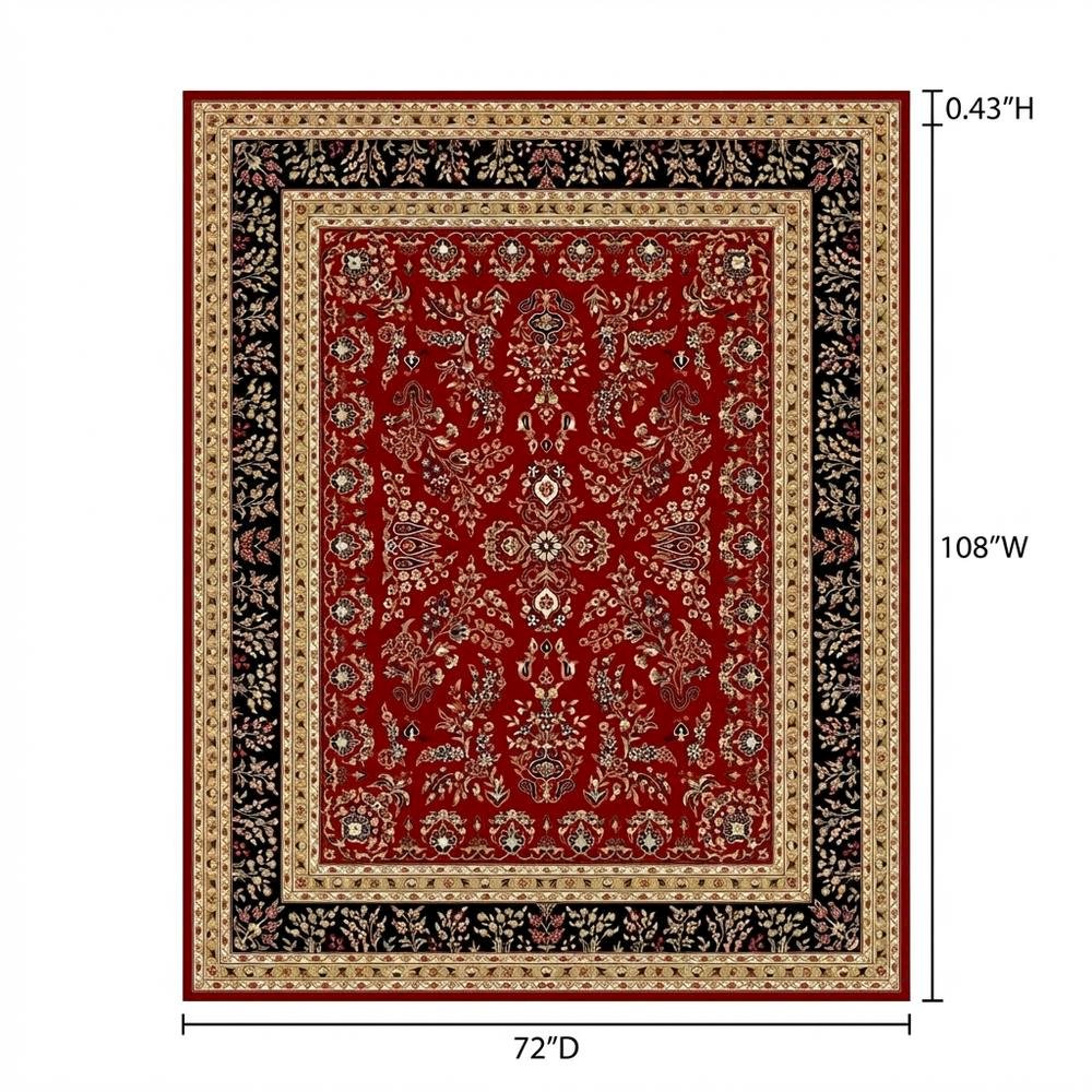 Red and Black Area Rug with Power Loomed Construction and Jute Backing. Picture 7