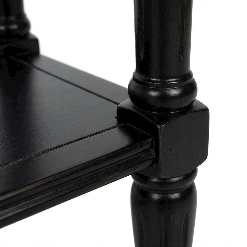 Black wooden console table with two drawers and sleek design. Picture 5