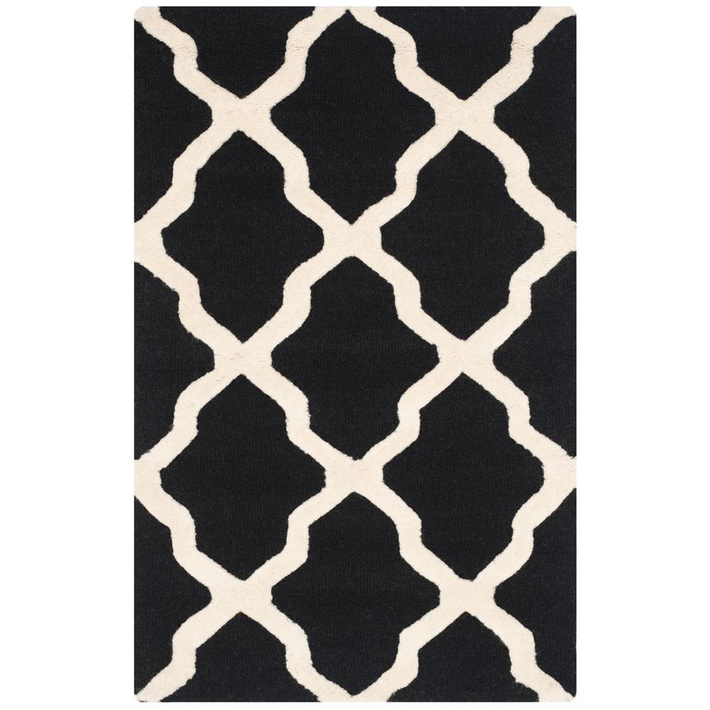 CAMBRIDGE, BLACK / IVORY, 2'-6" X 18', Area Rug, CAM121E-218. Picture 1