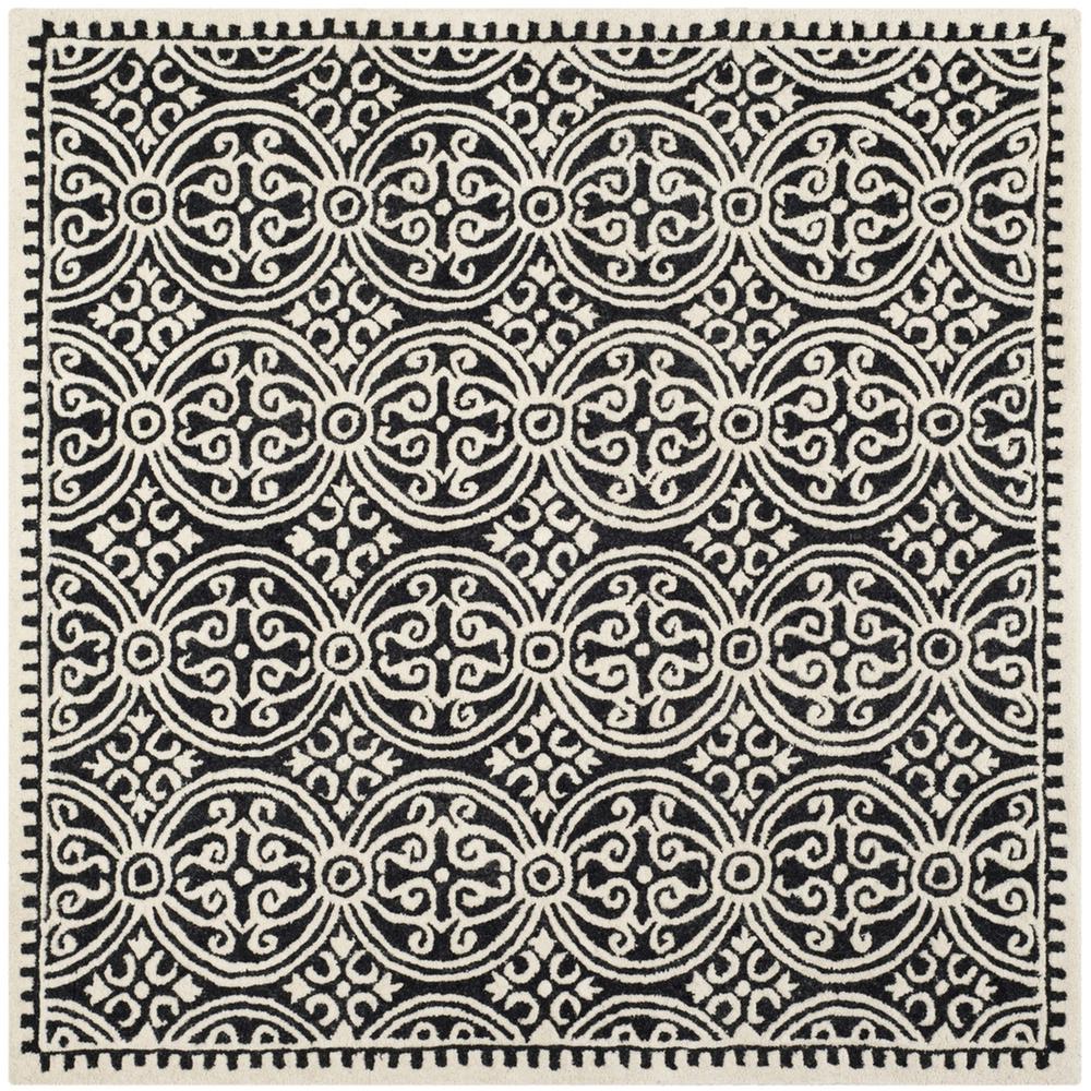 CAMBRIDGE, BLACK / IVORY, 9' X 9' Square, Area Rug. Picture 1