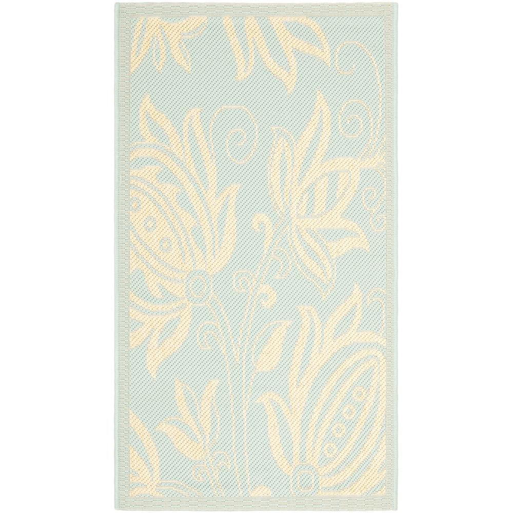 COURTYARD, AQUA / CREAM, 9' X 12', Area Rug. Picture 1