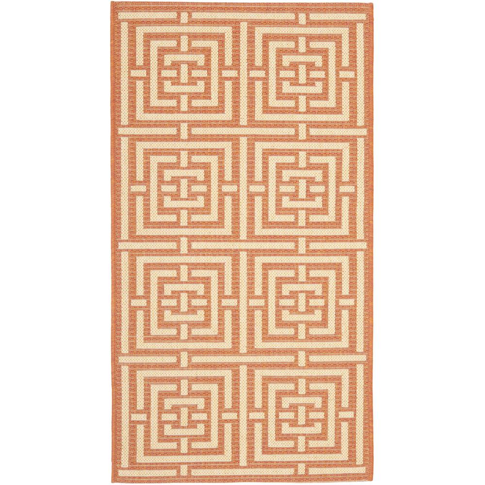 COURTYARD, TERRACOTTA / CREAM, 9' X 12', Area Rug. Picture 1
