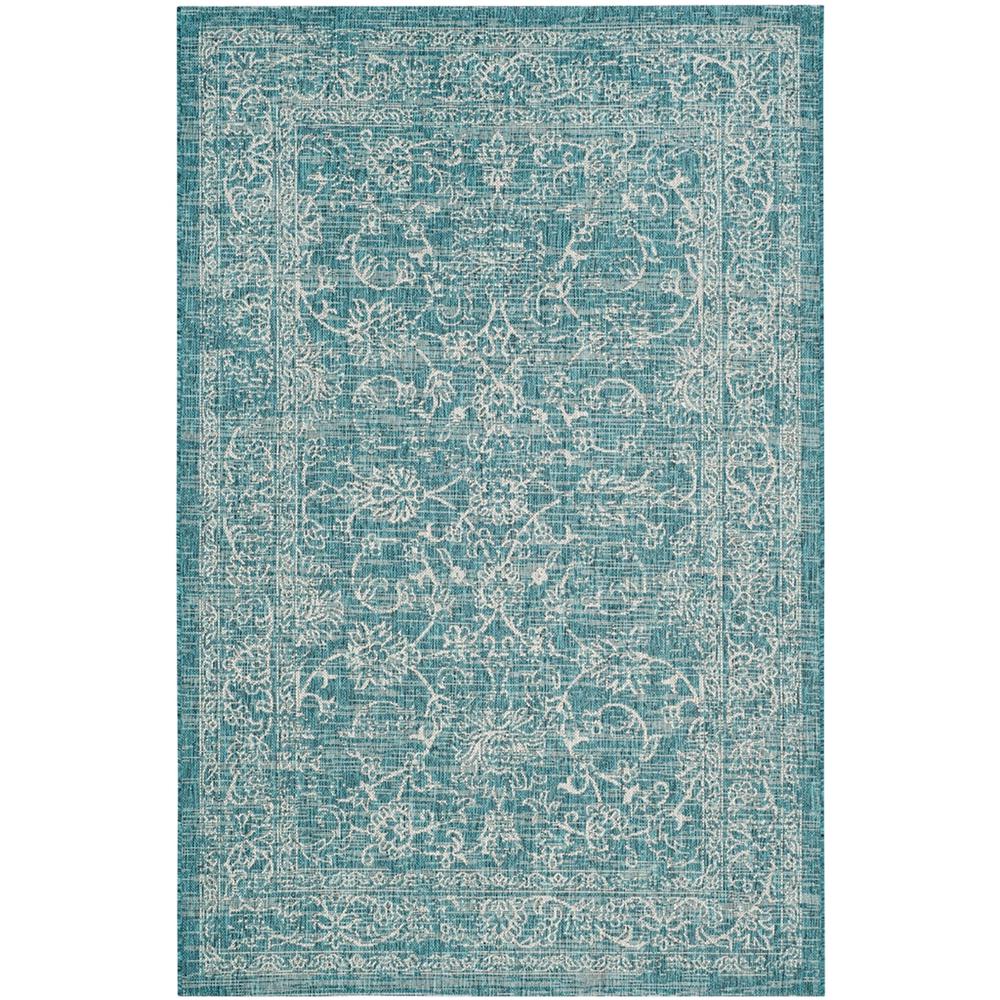 COURTYARD, TURQUOISE, 6'-7" X 6'-7" Square, Area Rug. Picture 1
