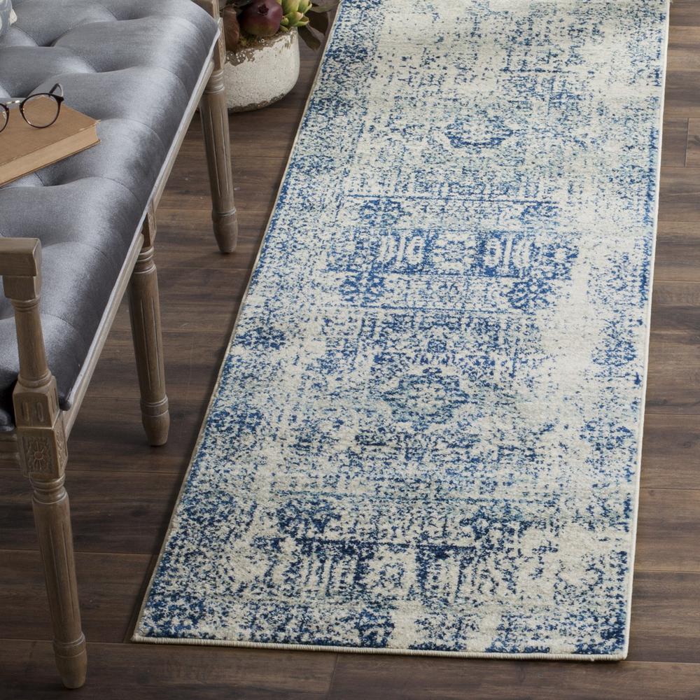 EVOKE, IVORY / BLUE, 2'-2" X 19', Area Rug, EVK260C-219. Picture 1