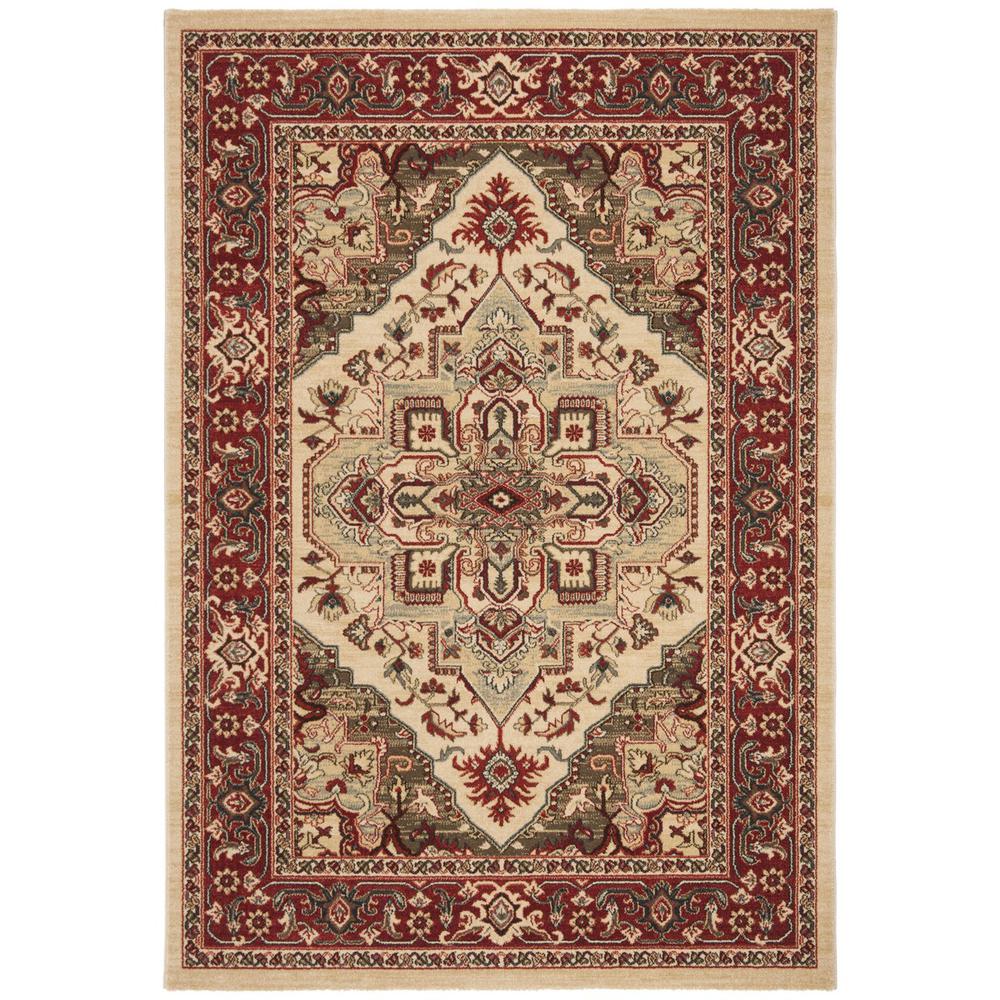 MAHAL, CREME / RED, 6'-7" X 6'-7" Square, Area Rug, MAH678A-7SQ. Picture 1
