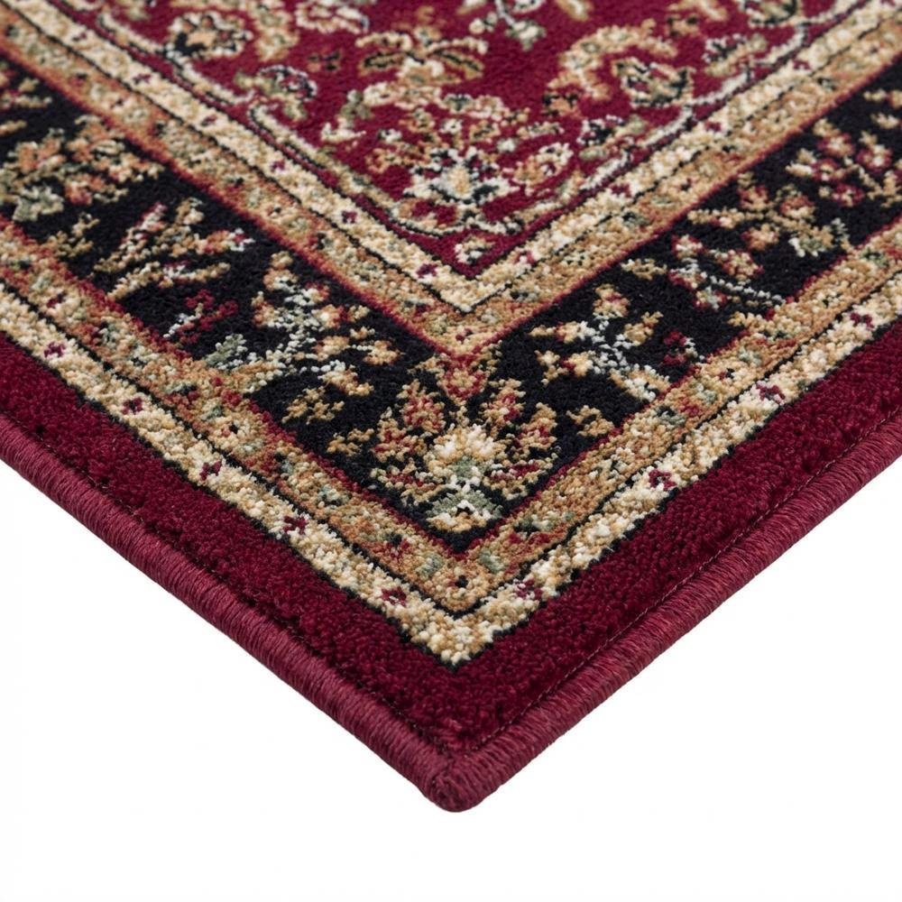 Red and Black Area Rug with Power Loomed Construction and Jute Backing. Picture 6